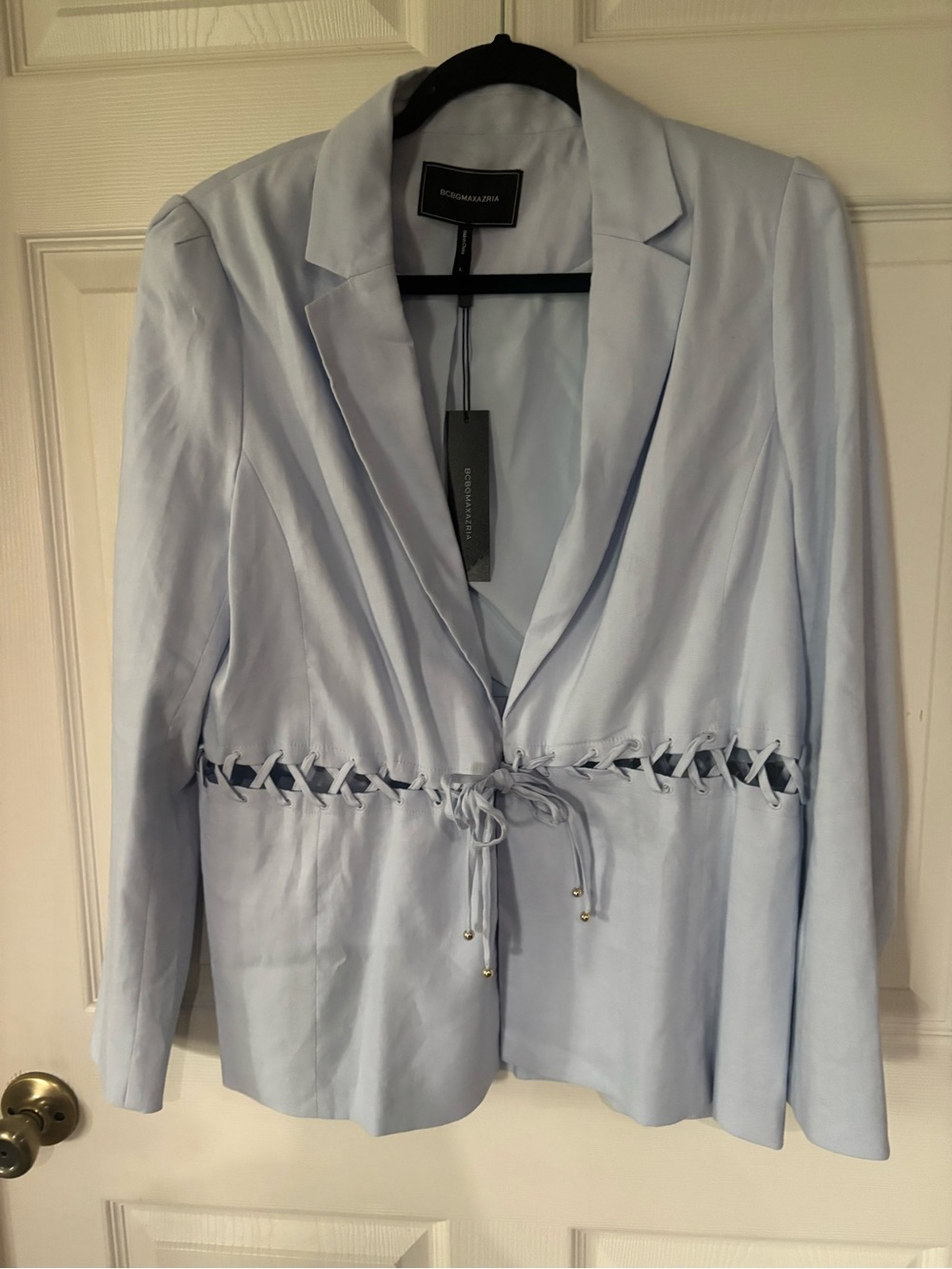 BCBG Light Blue Lace-Up Tailored Blazer - Picture 2 of 12
